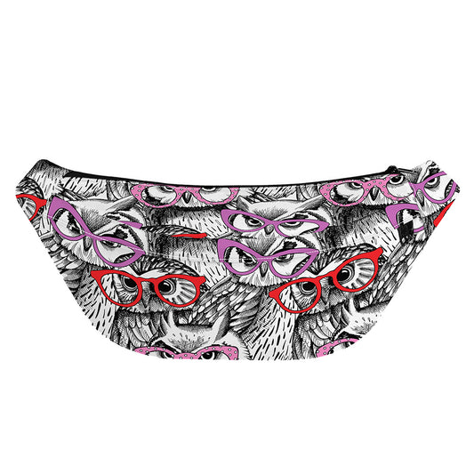 Owl With Glasses Pattern Print Fanny Pack