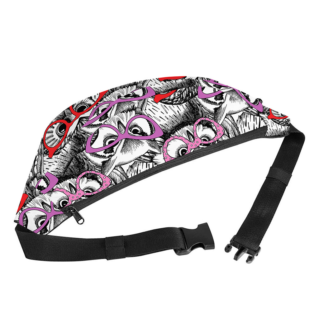 Owl With Glasses Pattern Print Fanny Pack