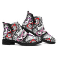 Owl With Glasses Pattern Print Flat Ankle Boots