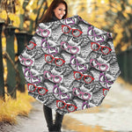 Owl With Glasses Pattern Print Foldable Umbrella