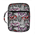 Owl With Glasses Pattern Print Front Pocket Bible Bag