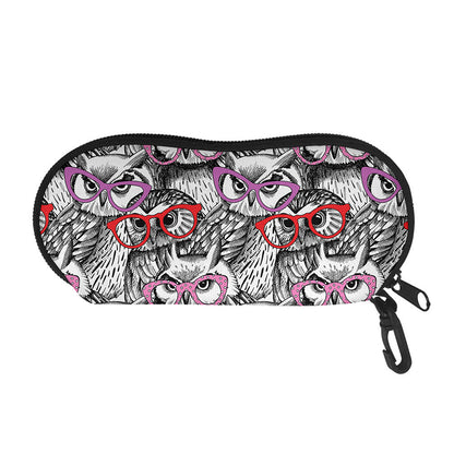 Owl With Glasses Pattern Print Glasses Case