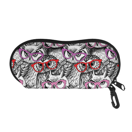 Owl With Glasses Pattern Print Glasses Case
