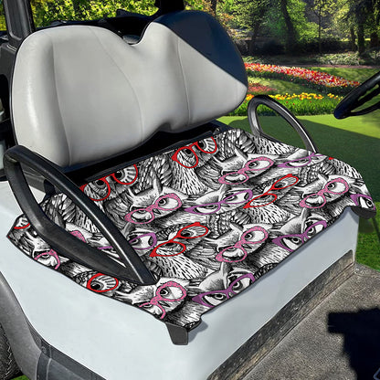 Owl With Glasses Pattern Print Golf Cart Seat Cover