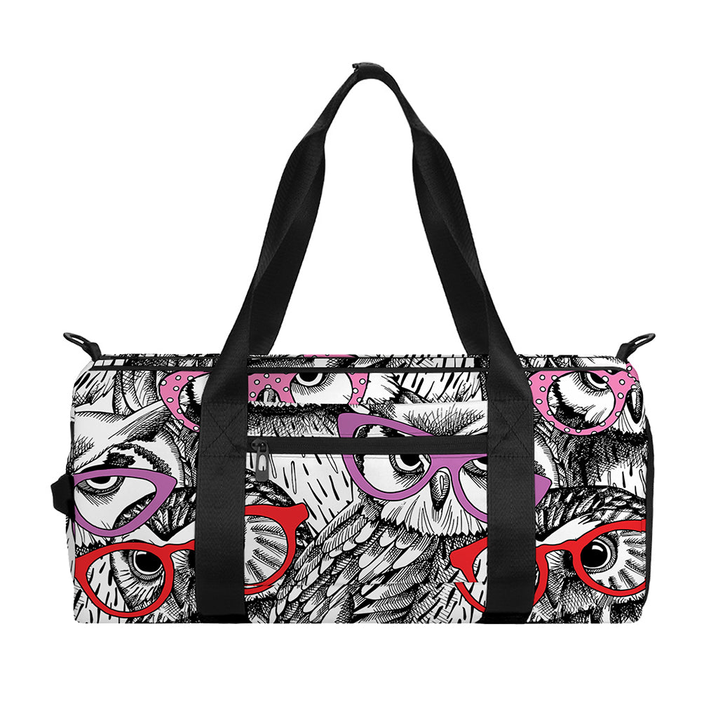 Owl With Glasses Pattern Print Gym Bag