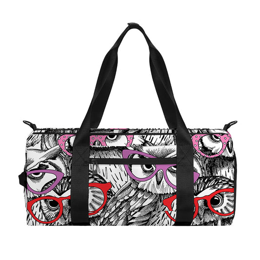 Owl With Glasses Pattern Print Gym Bag