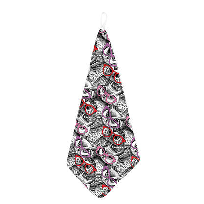 Owl With Glasses Pattern Print Hand Towel
