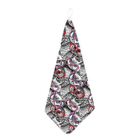 Owl With Glasses Pattern Print Hand Towel