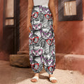 Owl With Glasses Pattern Print Harem Pants