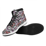 Owl With Glasses Pattern Print High Top Leather Sneakers