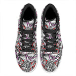 Owl With Glasses Pattern Print High Top Leather Sneakers