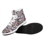 Owl With Glasses Pattern Print High Top Leather Sneakers