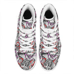 Owl With Glasses Pattern Print High Top Leather Sneakers