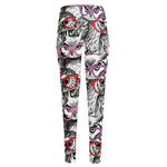 Owl With Glasses Pattern Print High-Waisted Pocket Leggings