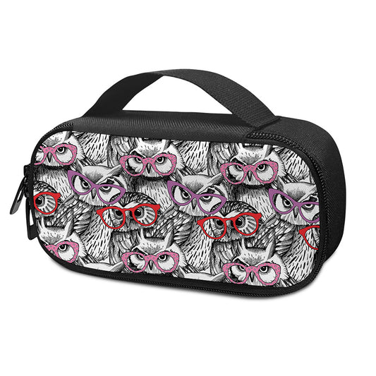 Owl With Glasses Pattern Print Insulin Cooler Travel Case