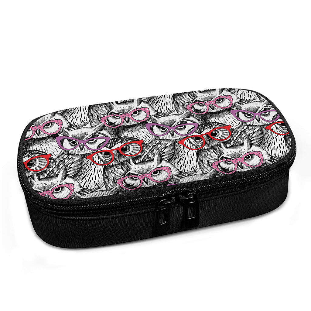 Owl With Glasses Pattern Print Insulin Cooler Travel Case