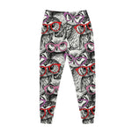 Owl With Glasses Pattern Print Jogger Pants