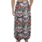 Owl With Glasses Pattern Print Lantern Pants