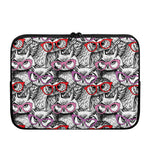 Owl With Glasses Pattern Print Laptop Sleeve