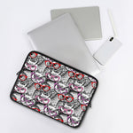Owl With Glasses Pattern Print Laptop Sleeve