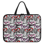 Owl With Glasses Pattern Print Laptop Sleeve With Handle