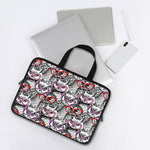 Owl With Glasses Pattern Print Laptop Sleeve With Handle