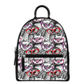 Owl With Glasses Pattern Print Leather Backpack