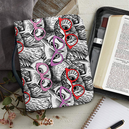 Owl With Glasses Pattern Print Leather Bible Cover