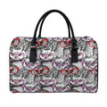 Owl With Glasses Pattern Print Leather Duffel Bag