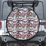 Owl With Glasses Pattern Print Leather Spare Tire Cover