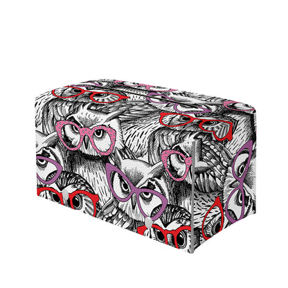 Owl With Glasses Pattern Print Leather Tissue Box Cover