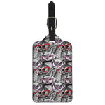 Owl With Glasses Pattern Print Luggage Tag