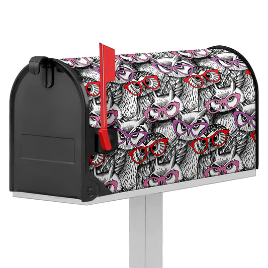 Owl With Glasses Pattern Print Mailbox Cover