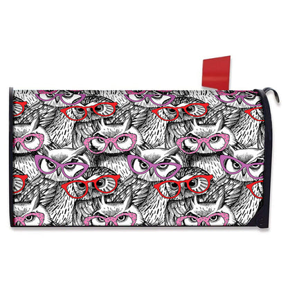 Owl With Glasses Pattern Print Mailbox Cover