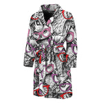 Owl With Glasses Pattern Print Men's Bathrobe