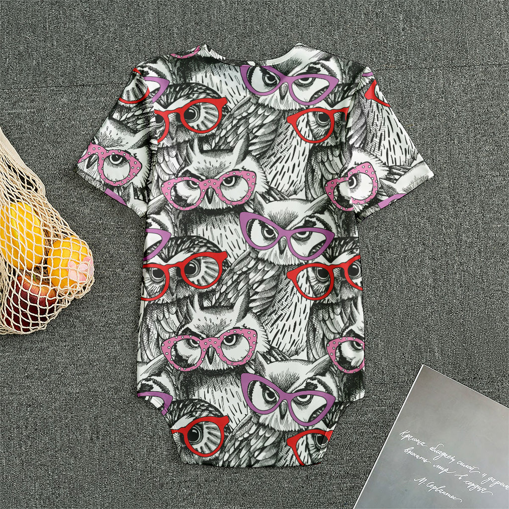Owl With Glasses Pattern Print Men's Bodysuit