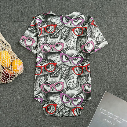 Owl With Glasses Pattern Print Men's Bodysuit