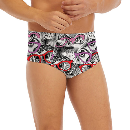 Owl With Glasses Pattern Print Men's Briefs