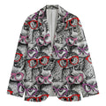 Owl With Glasses Pattern Print Men's Cotton Blazer