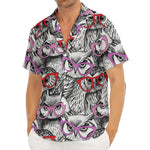 Owl With Glasses Pattern Print Men's Deep V-Neck Shirt