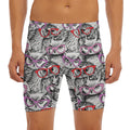 Owl With Glasses Pattern Print Men's Long Boxer Briefs