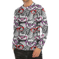 Owl With Glasses Pattern Print Men's Long Sleeve Rash Guard