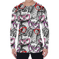 Owl With Glasses Pattern Print Men's Long Sleeve T-Shirt