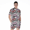Owl With Glasses Pattern Print Men's Romper
