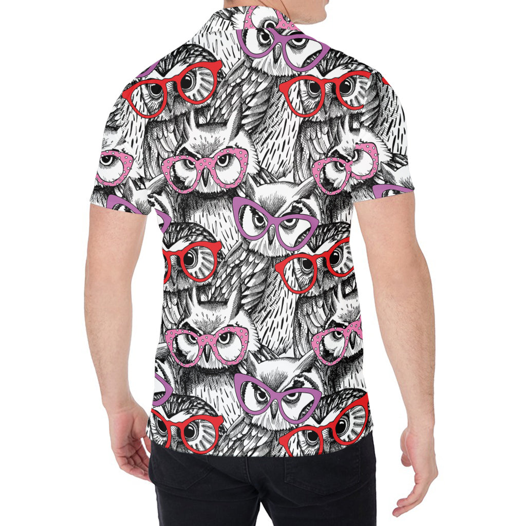 Owl With Glasses Pattern Print Men's Shirt