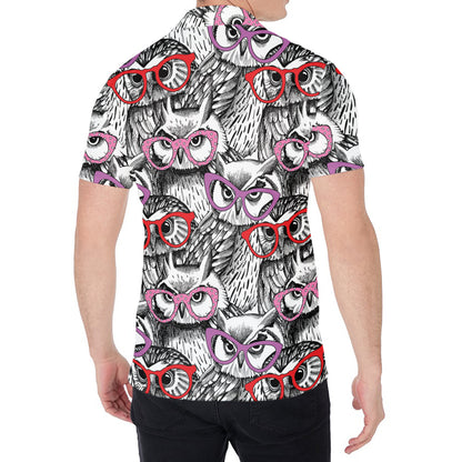 Owl With Glasses Pattern Print Men's Shirt