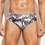 Owl With Glasses Pattern Print Men's Swim Briefs