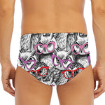 Owl With Glasses Pattern Print Men's Triangle Swim Briefs