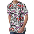 Owl With Glasses Pattern Print Men's Velvet T-Shirt