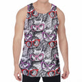 Owl With Glasses Pattern Print Men's Velvet Tank Top